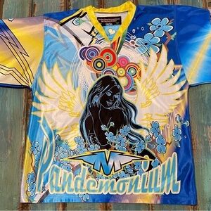 Ace Hockey Jersey Colorful Pinup Angel #28 Mustangs San Jose CA Med Unisex